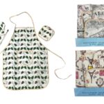 Colorful 100 % cotton apron with Mitten & Pot Holder