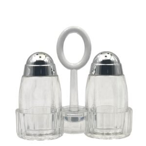Acrylic salt&pepper shaker Set on Stand Dome Chrom Cover