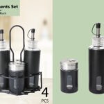 Glass Kitchen Condiment Set 4 Pieces -Oil&Vinegar-S&P
