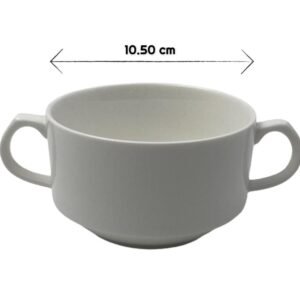Porcelain bowl with handles full portion