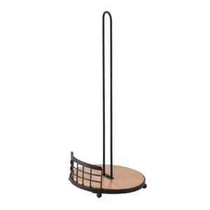 Dosthoff Iron Grid Kitchen Roll Holder wBamboo Base MB02