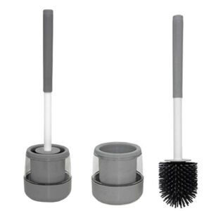 Round Silicone Toilet Brush with Stand
