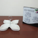 Porcelain Divided Bowl with Metallic Holder