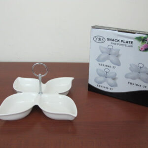 Porcelain Divided Bowl with Metallic Holder