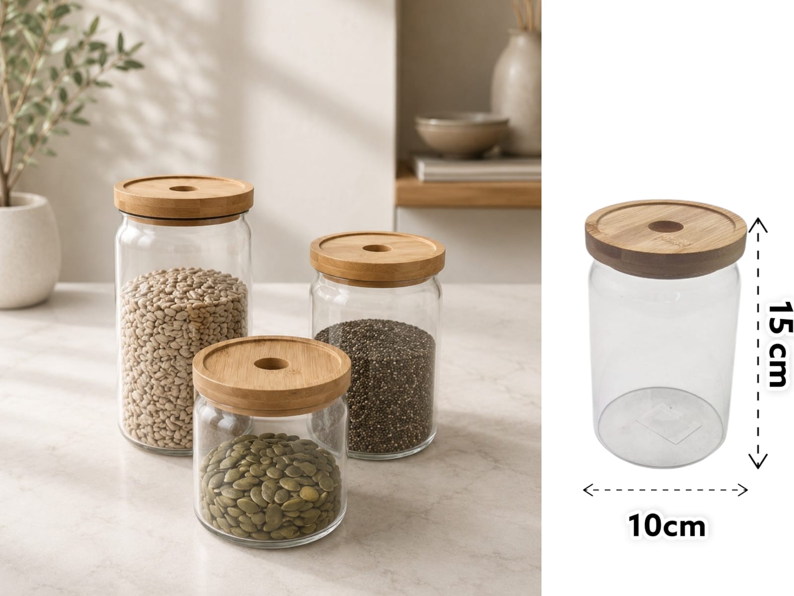 875792ec33ec6b58a7f4edd544ac6cff.jpg Borosilicate Glass Round Jar Modern Bamboo Cover 900 ml