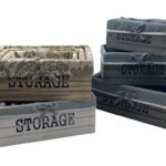 Rectangular Wooden Storage Basket Set of 3
