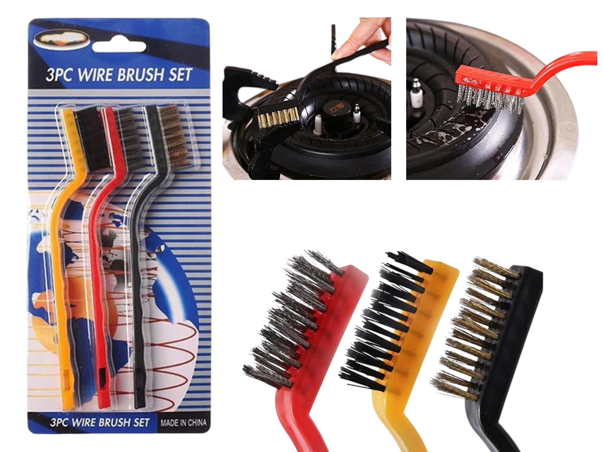 89e14c6c387ddb700533e8c7d98d6535.jpg Set of 3 Multipurpose Cleaning Brushes with Steel, Brass & Nylon Bristles | Rust & Paint Remover
