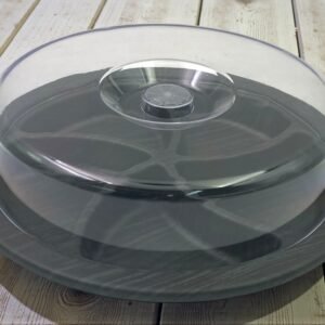 Black Wood Colored Round Divided Dish with Cover