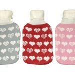 Rubber Heat Water Bag with Wool Shirt Hearts Designs