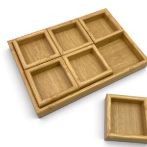 Set of 7 MDF Trays with Bamboo Color