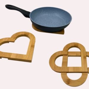 High Quality Heart Shape Wooden trivet 20 cm Set of 2