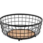Dosthoff Iron Grid Fruit Basket with Bamboo Base MB04
