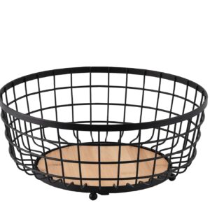 Dosthoff Iron Grid Fruit Basket with Bamboo Base MB04