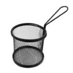 Small Black Round French Fry Serving Basket 8 cm
