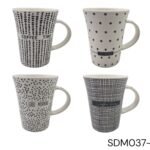 Porcelain Mug with Black Coffe Designs