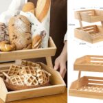 Wooden Bamboo Fruit Basket for Kitchen Counter 2 Tier