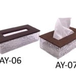 Acrylic Tissue Box with Wooden Like Cover