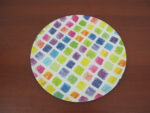 Colorful Squares Mealmine Round Tray; 14"