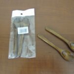 Set of 2 small wooden Spoons for salt sugar or spices Size 12 cm