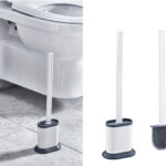 Oval Silicone Toilet Brush with Stand