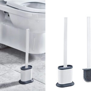 Oval Silicone Toilet Brush with Stand