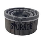Round Wooden Storage Basket Set of 3
