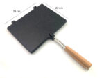 Large Granite Aluminum Sandwich Double Grill Wooden Hand