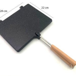 Large Granite Aluminum Sandwich Double Grill Wooden Hand