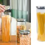 Borosilicate Glass Round Jar Stainless Steel Cover Pasta