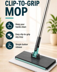Clip-to-Grip mop with floor wetwipes