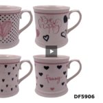 Porcelain Mug with Black Flowers