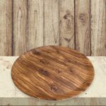 Wooden Design Round Melamine Tray; 12"