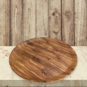 Wooden Design Round Melamine Tray; 14"