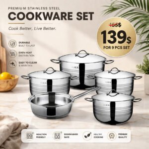 O.M.S stainless steel 5 Pieces cookware set