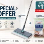Clip-to-Grip mop with floor wetwipes