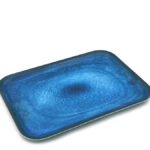 Bleu Marble Melamine Rectangular Tray; 15"