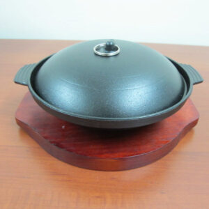 Round Sizzling with Lid and wooden base 21x24 cm