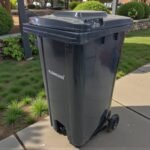 Heavy Duty Plastic Dustbin with Metal Step 240L w Wheels