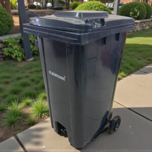 Heavy Duty Plastic Dustbin with Metal Step 240L w Wheels