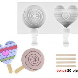 Silicone popsicle Heart & Circle with sticks