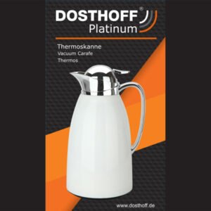 White Insulated Carafe Vacuum Flask w Easy Push Button