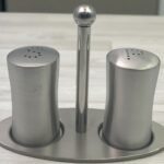 Stainless Steel Salt and Pepper Set on Stand