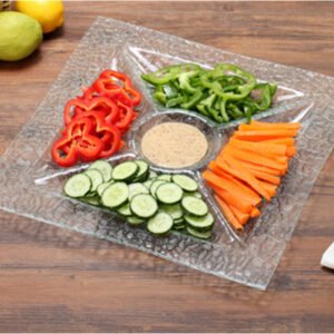 Squared Shallow dish with 5 compartments.