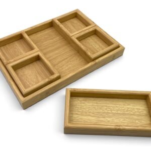 Set of 6 MDF Trays with Bamboo Color
