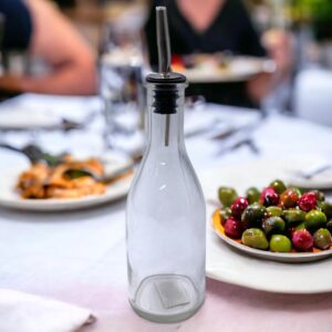 Glass Oil Bottle 300 ml with High Quality Metal Pourer