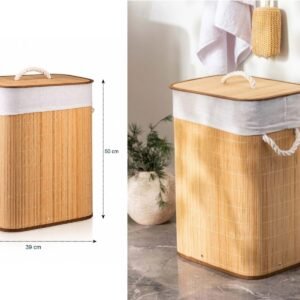 Rectangular Foldable Bamboo Laundry Basket