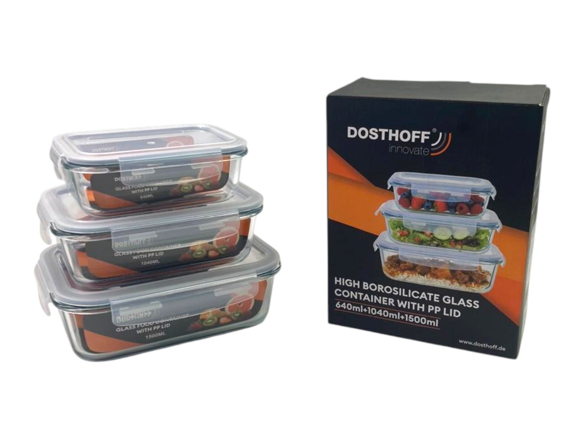 ad0a3518e762bc4648fbf4e3ece84ab6.jpg Dosthoff Set of 3 Leak Proof Glass Food Containers