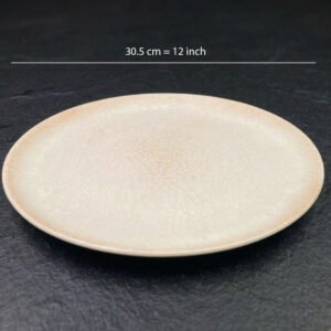 Beige Marble Design Round Melamine Tray; 12"
