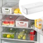 Super Clear Fridge Organizer w Plastic Strainer 37x16x10