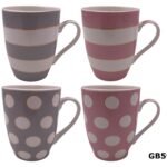 Porcelain Mug with Pink and Gray Design Golden Outline